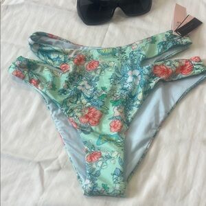 Victoria’s Secret Floral Print Bikini Bottoms - Mint and Coral